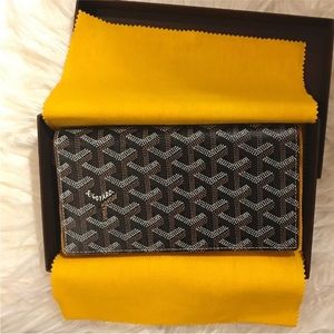 New Pristine Goyard Richelieu Long Wallet, Black and Brown